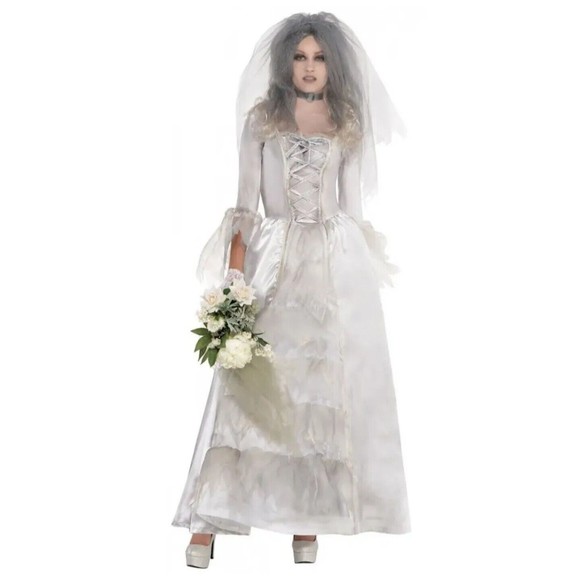 Ghost Bride Halloween Costume Size Adult Standard Fancy Dress - Picture 1 of 7